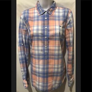 Vineyard Vines Blue and Peach Plaid Button-Down Shirt